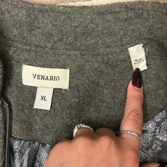 Venario Green Wool Coat Women’s XL 100% Wool Reindeer Buttons Vintage Style - Picture 7 of 8